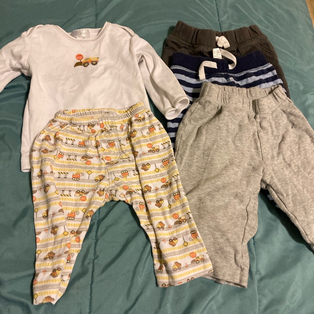 6-9 month pants lot of 3 plus outfit